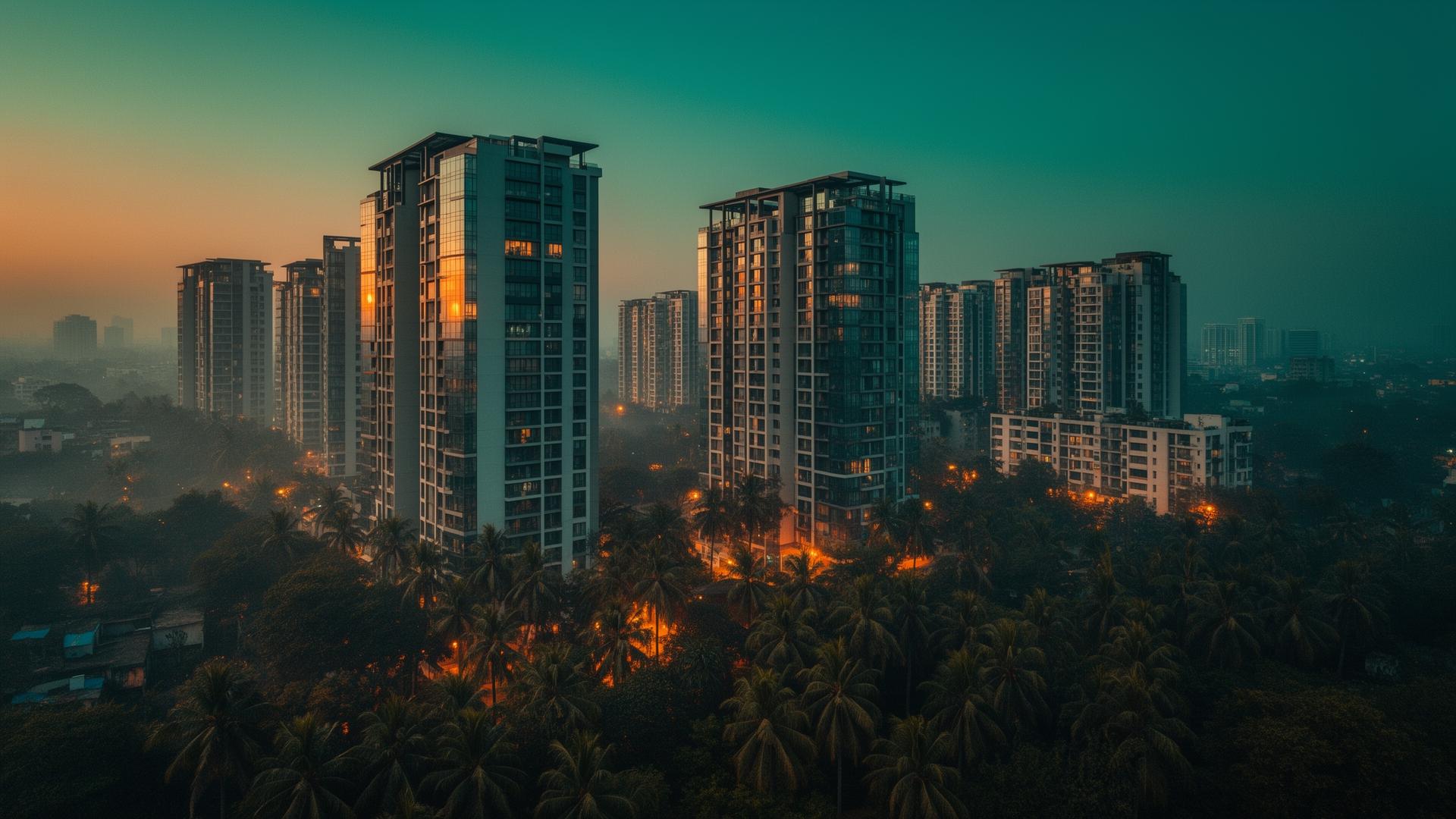 Bangalore skyline at twilight
